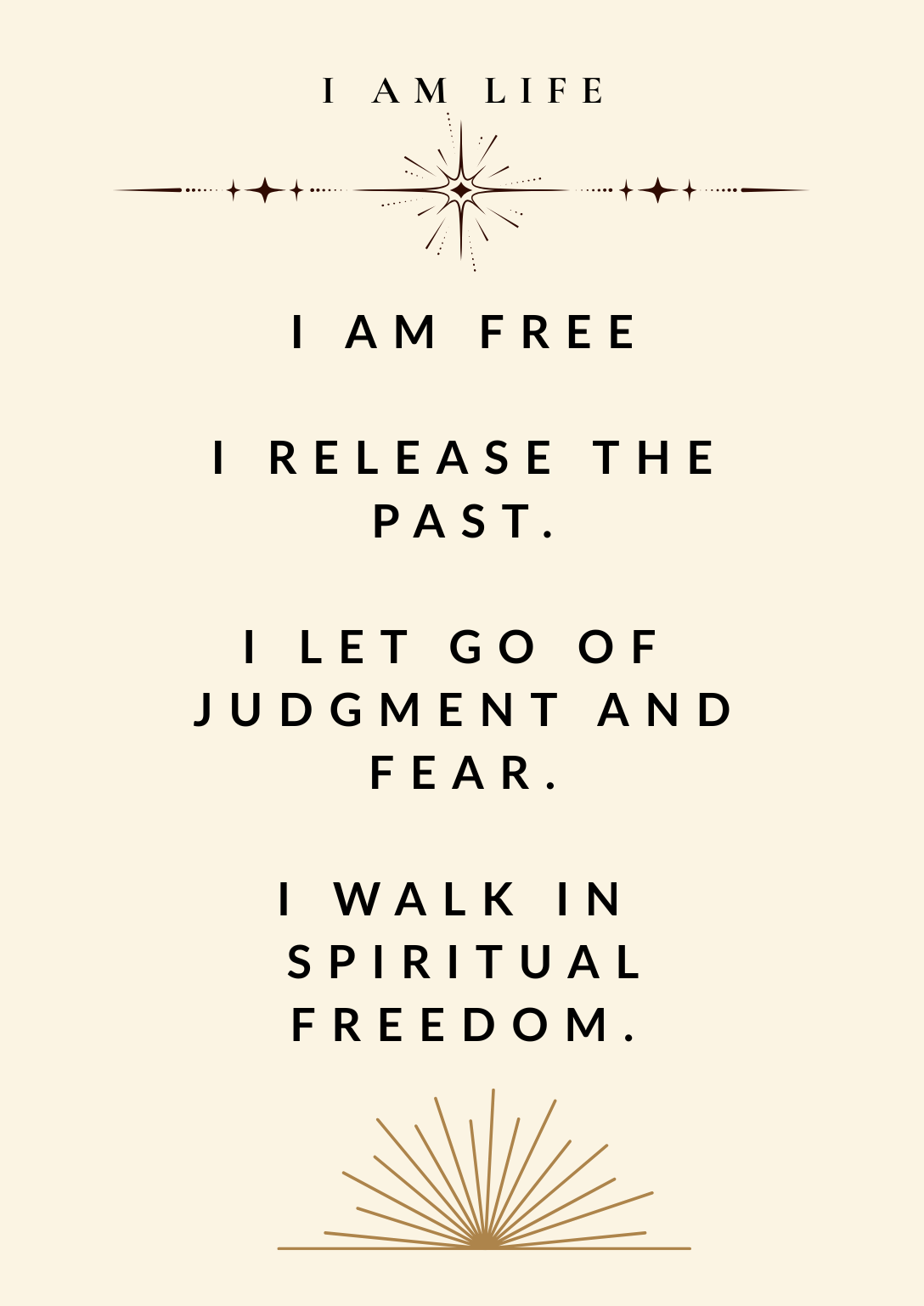 I Am Free Card - I release the past, I let go of judgment and fear, I walk in spiritual freedom